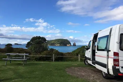 Camper Van By the Ocean in New Zealand